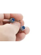 Vintage šperky náušnice szafir 925 strieborný VEC117s